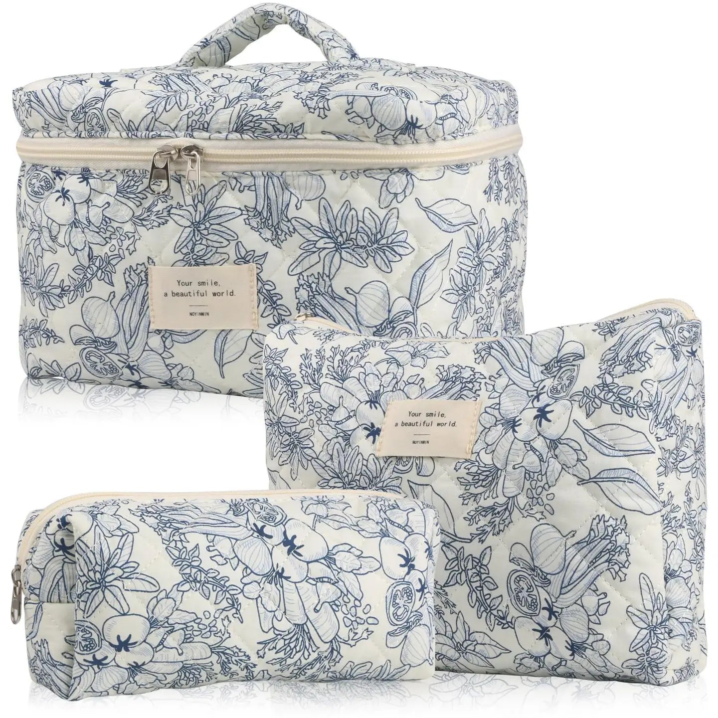 3 Pieces Set Cute Cotton Cosmetic Flower Bag