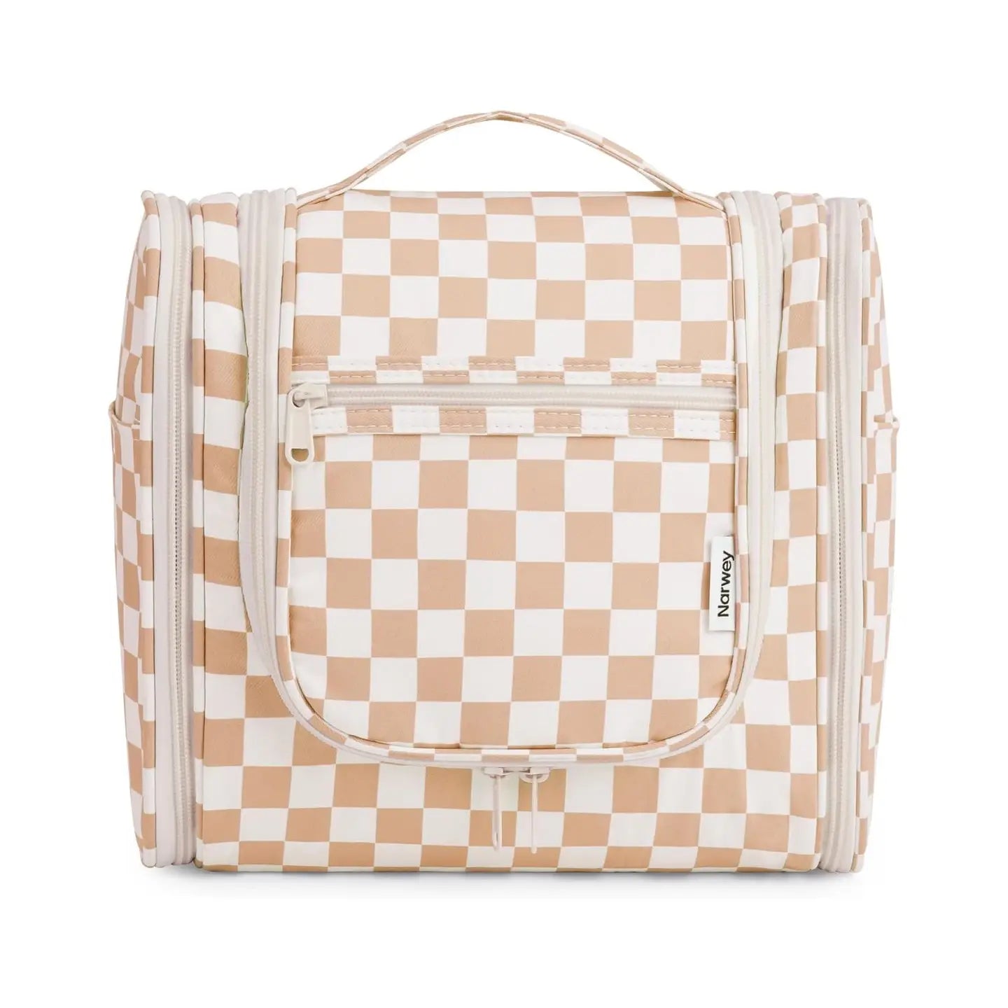 Narwey Checked Hanging Travel Toiletry Bag For Women Make Up - Beige