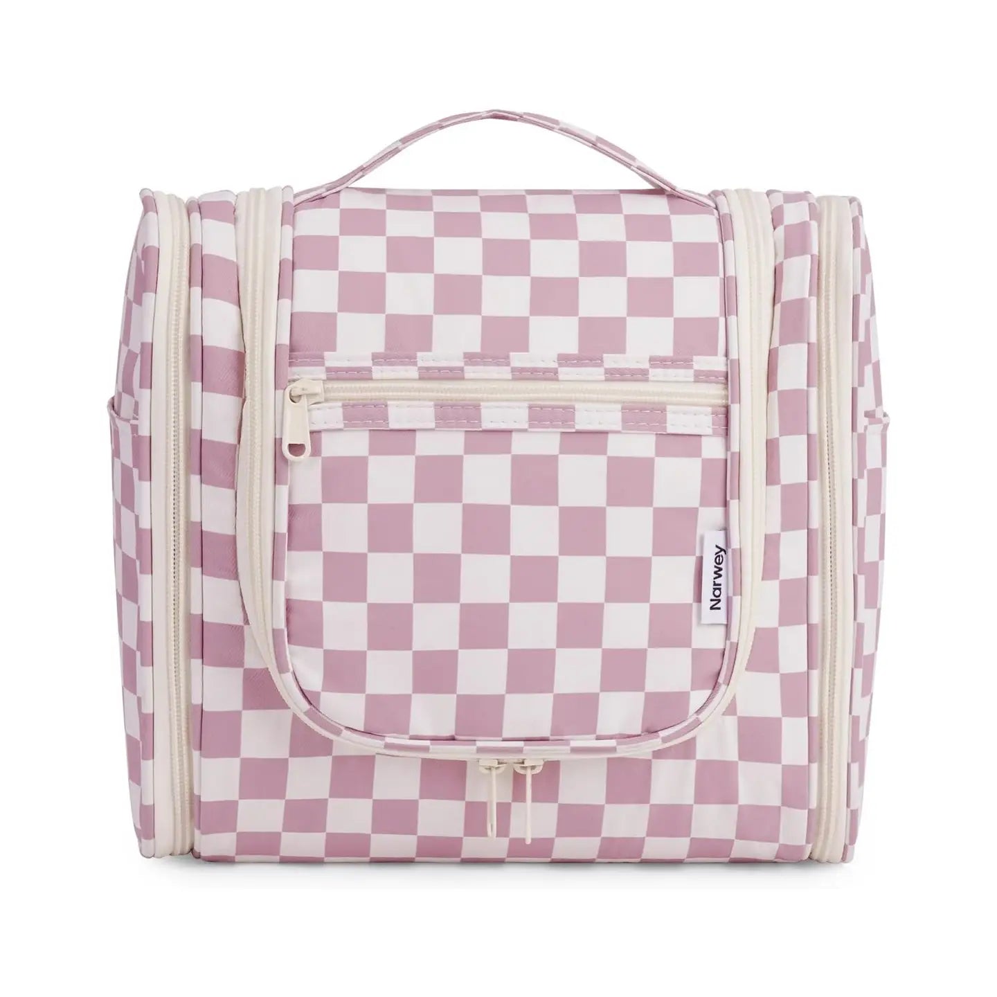 Narwey Checked Hanging Travel Toiletry Bag For Women Make Up - Beige