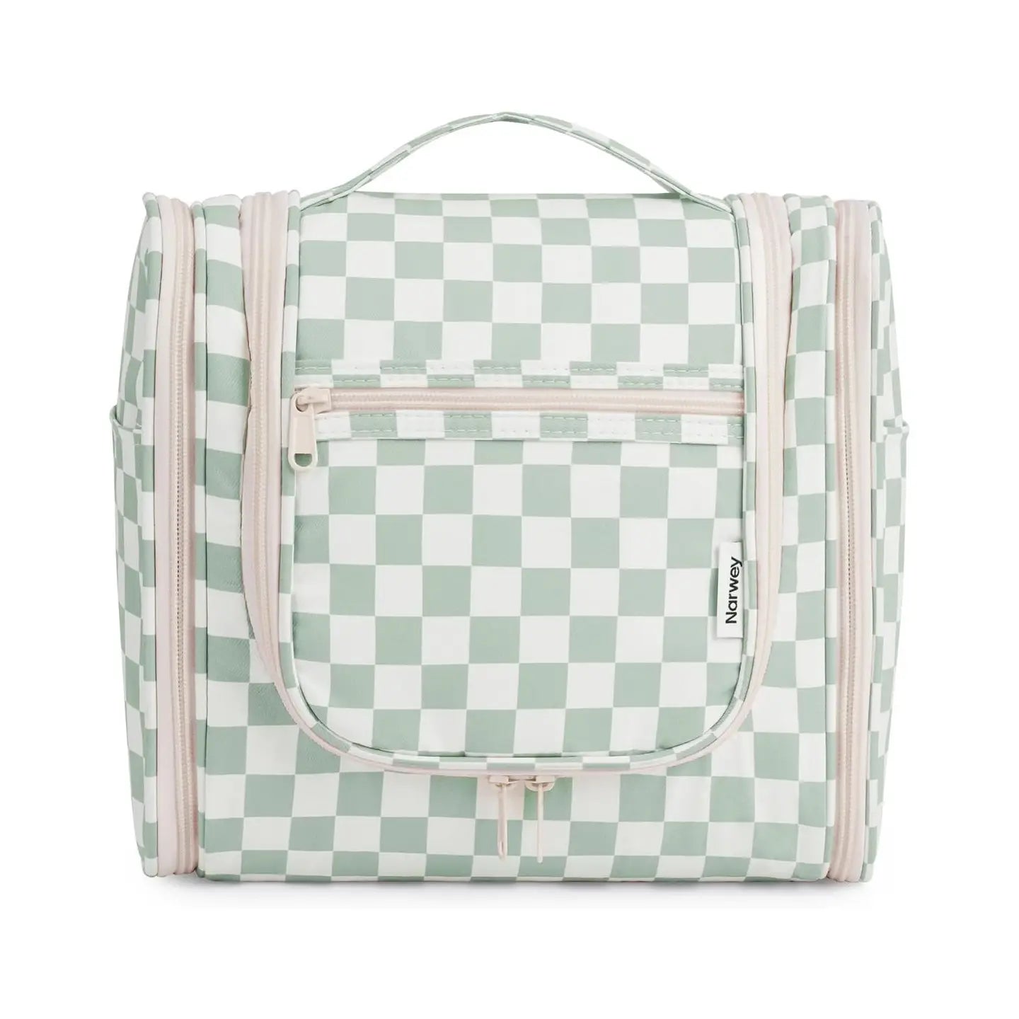 Narwey Checked Hanging Travel Toiletry Bag For Women Make Up - Beige