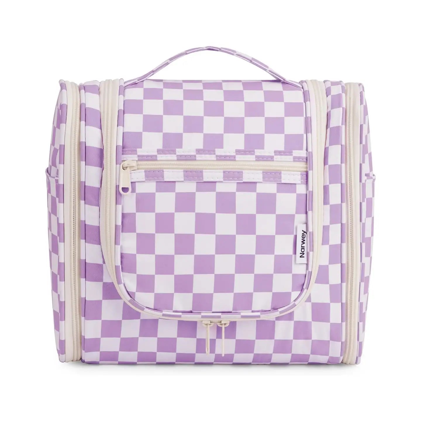 Narwey Checked Hanging Travel Toiletry Bag For Women Make Up - Beige