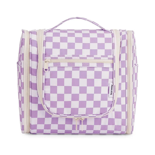 Narwey Checked Hanging Travel Toiletry Bag For Women Make Up - Beige