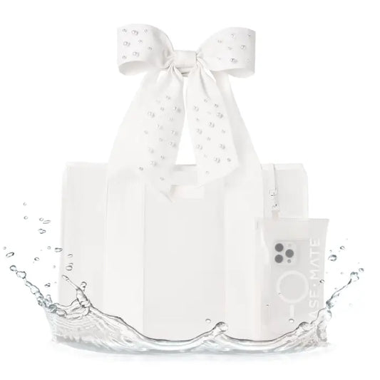 Special Edition Bow Ivory Pearl Beach Tote with Phone Pouch