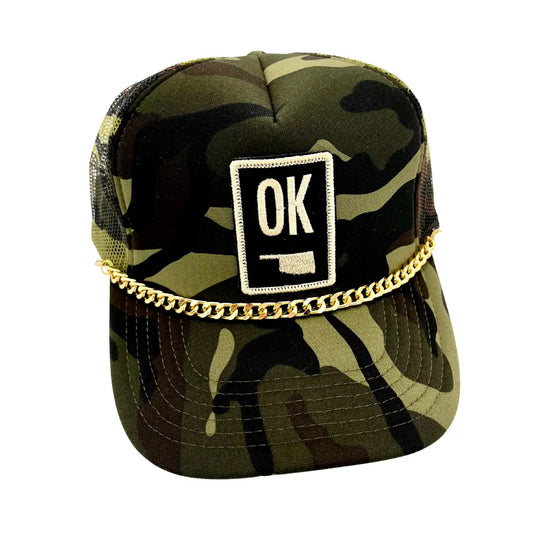 State of Oklahoma Embroidered Patch Trucker Hat