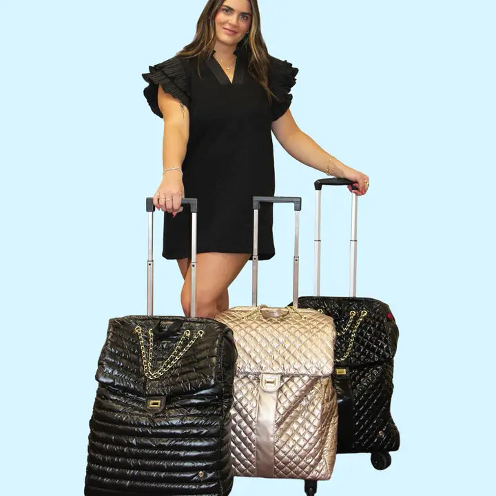 Jet Set Roller Bag Suitcase Black Puffer, Carry On
