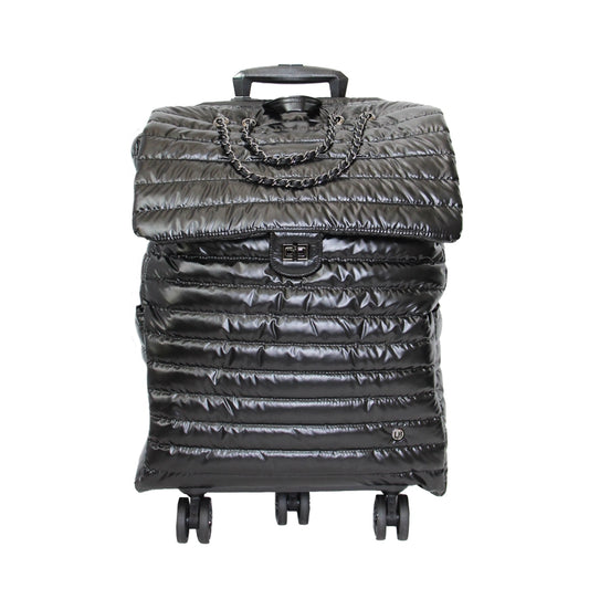 Jet Set Roller Bag Suitcase Black Puffer, Carry On