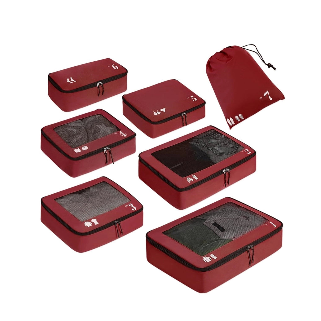 7 Set Tear-Resistant Packing Cubes Travel Organizer