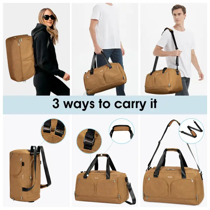 Weekender Gym Bag Backpack (Duffle Bag + Toiletry Bag Set)