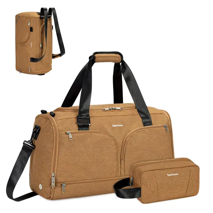Weekender Gym Bag Backpack (Duffle Bag + Toiletry Bag Set)