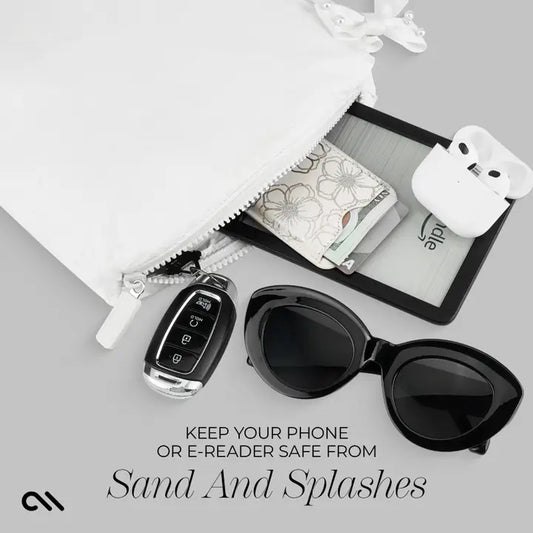 Special Edition Ivory Pearl Bow Waterproof Beach Zip Pouch